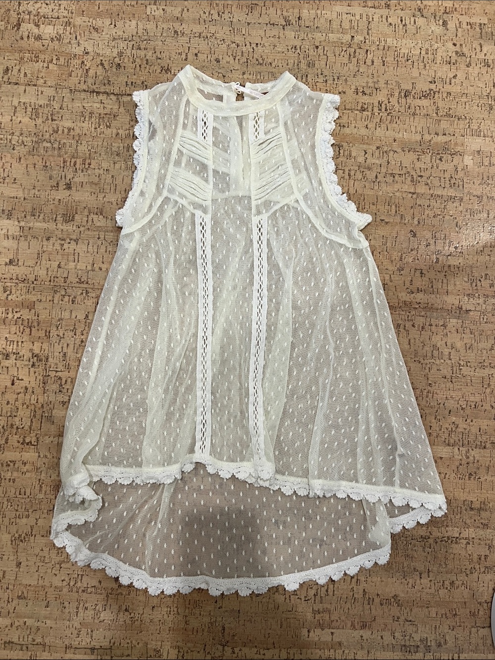 Free People babydoll Sheer Ivory Lace Overlay Tank Top